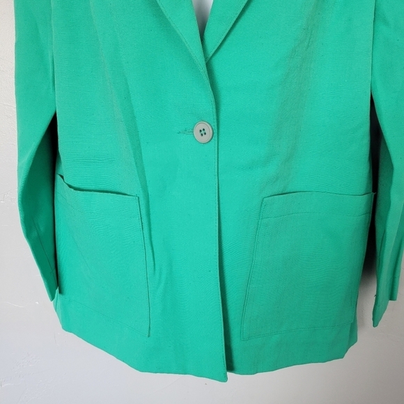Pykettes Vintage Women's 12 Green Blazer Spring Summer Preppy Girly Glam Button - Picture 3 of 7
